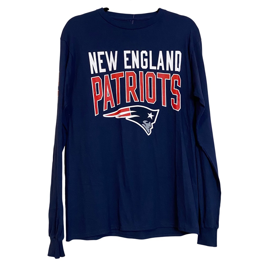 New England Patriots Long Sleeve T-Shirt Navy Blue Mens Medium NFL Tee Junk Food